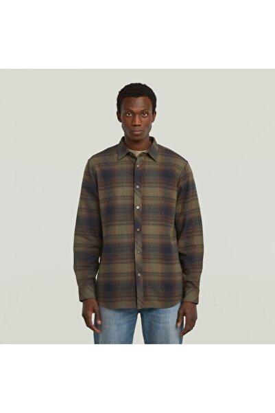 G-STAR RAW Brown Logo Plaid Men's Shirt