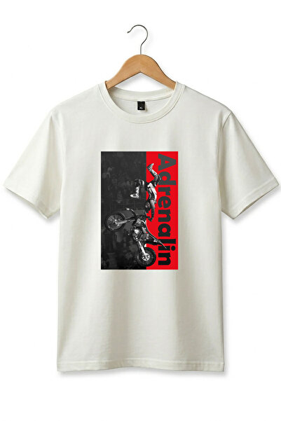 WİDİ Μπλουζάκι Motocross Freestyle με στάμπα Adrenaline, 100% βαμβακερό, εκρο...