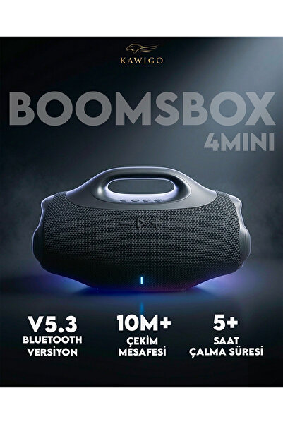 kawigo BOOMSBOX 4 Mini Hoparlör Siyah Kablosuz Hoparlör FM Radyo USB/SD/AUX/T...