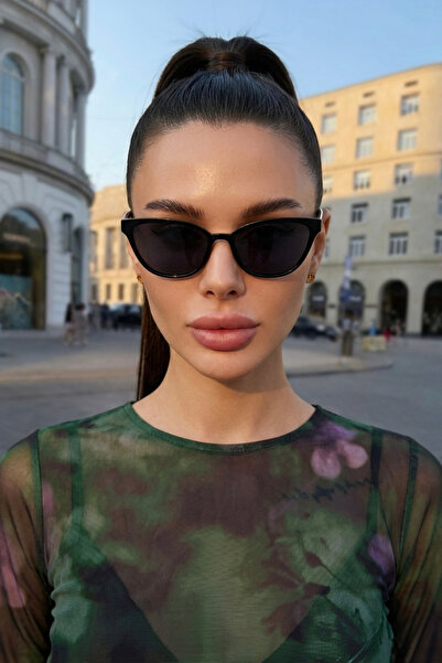 Chunky Frame نظارات شمسية سوداء خفيفة للغاية من ميلون كات آي مع فلتر UV400