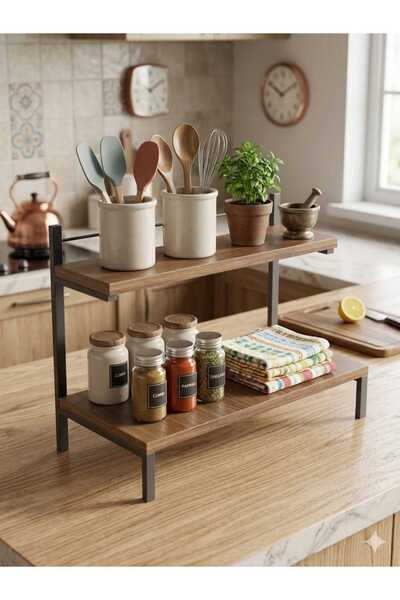 steel desing Mutfak tezgah üstü 2 katlı Çok Amaçlı Raf Organizer Baharatlık M...