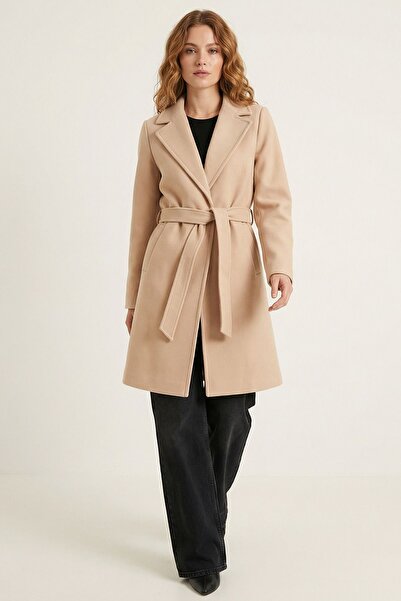 Hiccup BDART Παλτό μίντι με ζώνη, με γιακά τύπου τζάκετ