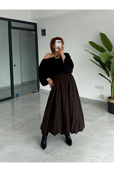 Bak'ap Premium Trend Βαμβακερή Μακριά Φούστα Μπαλόνι με Ελαστική Μέση