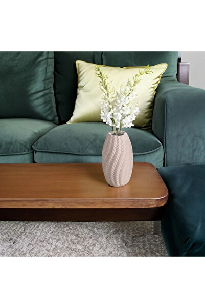 OEM Decorative Ceramic Vase Beige with Relief Pattern Ø7.8 x 15.2 cm