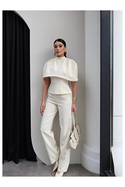 ESRAHELVACI Pelerinli Bluz Pantolon Takım