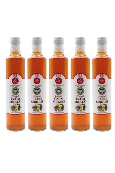 Atatürk Orman Çiftliği Organik Üzüm Sirkesi 5'li Set (5 x 500 ml) Doğal Ferme...