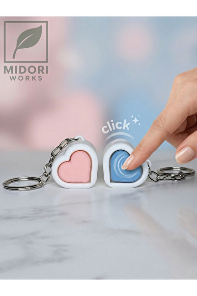 MidoriWorks Midori Works 2'li Kalp Clicker Anahtarlık Seti - BFF ve Sevgili Ç...