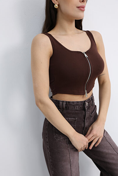 Dut Store Ön Fermuarlı Fit Crop Atlet