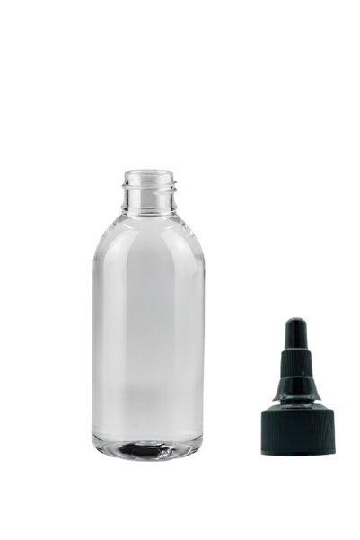 ZYLAN AMBALAJ 150ml şeffaf plastik asansör kapaklı şişe, 24 adet, serum şişes...