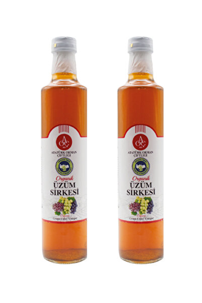 Atatürk Orman Çiftliği Organik Üzüm Sirkesi 2'li Set (2 x 500 ml) Doğal Ferme...