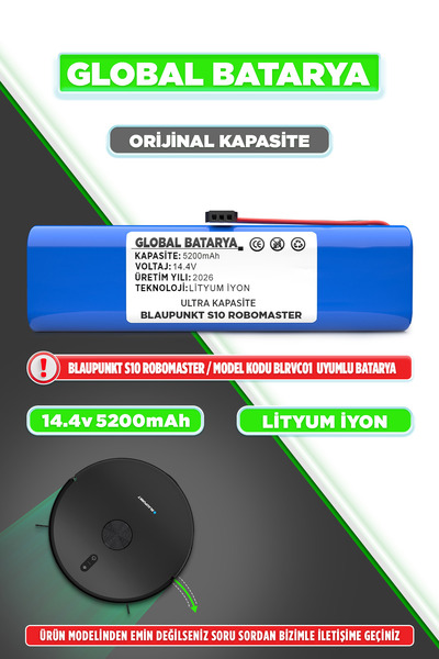 GLOBAL BATARYA Blaupunkt S10 Robomaster Uyumlu Robot Süpürge Bataryası 14.4v ...