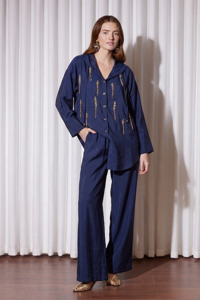 Missemramiss Cristello Hooded Pantsuit 5147 Navy Blue