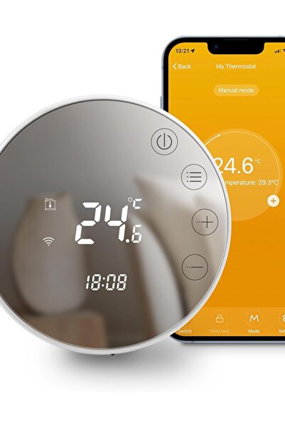 Dotail BEOK Έξυπνος Θερμοστάτης WiFi, TGR86WIFI-WPB, προγραμματιζόμενος, γυάλ...