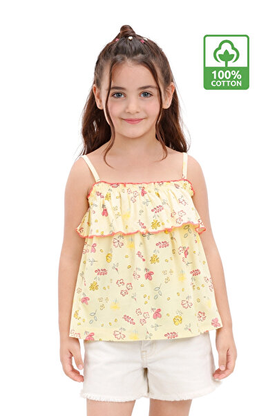 Divonette Κοριτσίστικο καλοκαιρινό τοπ με τιράντες - 100% βαμβακερό κίτρινο μ...