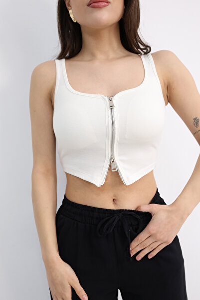 Dut Store Ön Fermuarlı Fit Crop Atlet