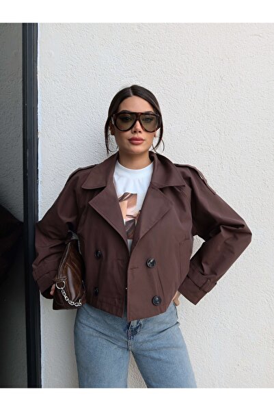 ESRAHELVACI Κοντό παλτό με διπλό γιακά και επωμίδες