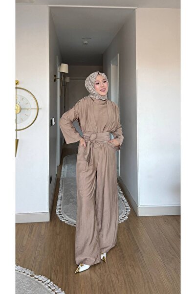 PİNK FLY Νέα Σεζόν Σετ Ολόσωμης Φόρμας Τεσεττούρ με Φαρδιά Μπατζάκια και Ζώνη