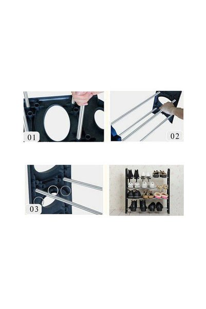OEM Raft pentru pantofi, 4 rafturi, extensibil, negru