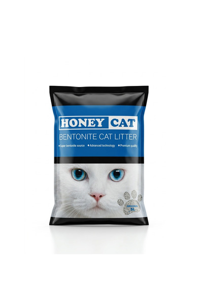 HoneyCat فضلات القطط البنتونيت - برائحة أصلية (5 لترات) |   التكتل الفائق وتق...