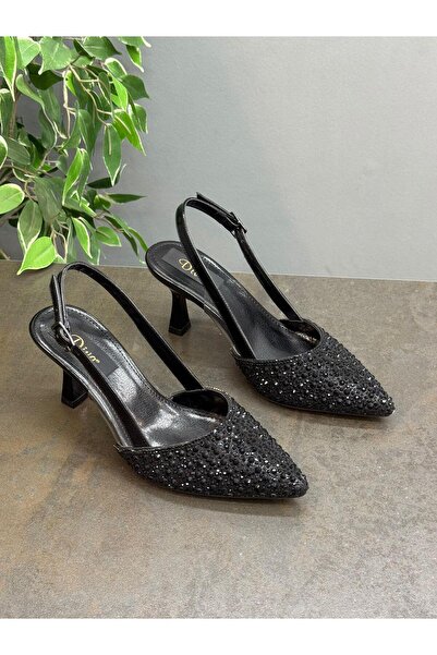 DİVA Γυναικεία Παπούτσια με Μαύρη Πέτρα και Τακούνι SİLVA