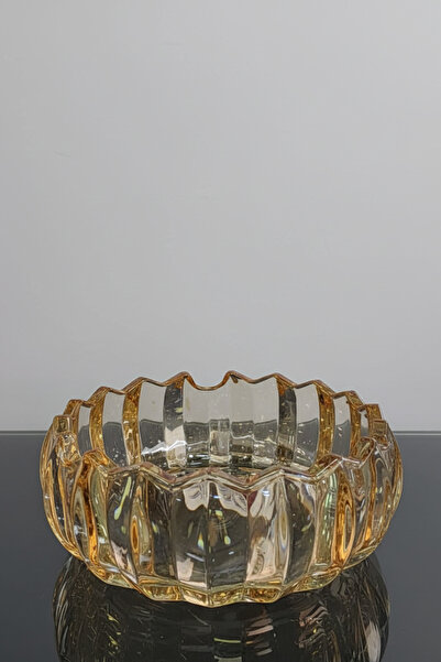 İpek Porselen Στρογγυλό γυάλινο τασάκι 12,4 εκ. σε χρώμα μελί – Μοντέρνο και ...