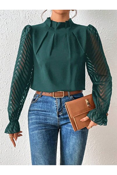 Iuliashop Bluză de damă Didra verde închis - S