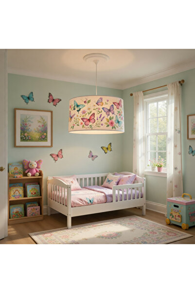 MEKTA HOME Kelebek ve Çiçek Desenli Çocuk Odası Avize