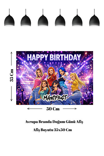 HAPPYLOOPPARTY Πανό γενεθλίων με θέμα το Manifest Manifest Girls 35x50 εκ.