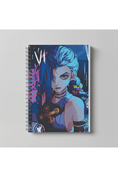 nihonwosekai Arcane Jinx LoL Anime Caiet spiralat A4 pentru băieți, 60 de foi