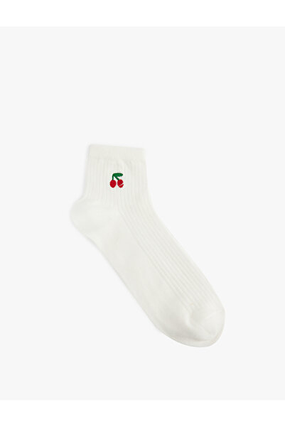 Koton Κεντημένες βαμβακερές κάλτσες με σχέδιο κεράσι