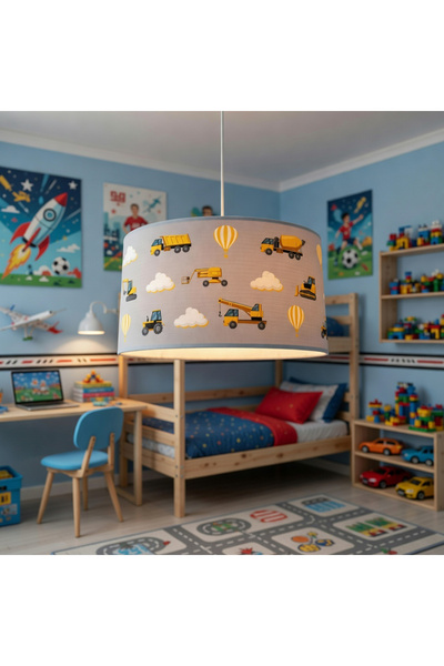 MEKTA HOME İş Makineli Gri Çocuk Odası Avize