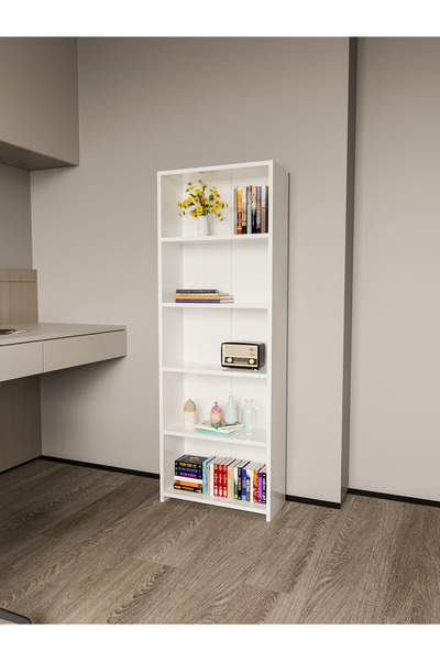 BNK Modüler 5 Raflı Kitaplık, Ofis & Salon Kitaplığı,Çok Amaçlı Modern Raf Ünitesi ,Mutfak,Banyo Dolabı Beyaz