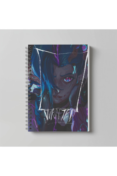 nihonwosekai Arcane Jinx LoL Anime Caiet spiralat A4 pentru băieți, 60 de foi