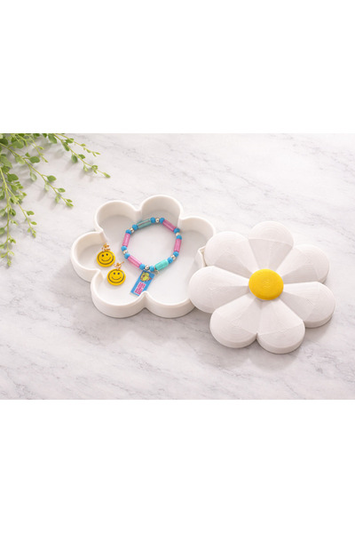 Lotus Papatya Tasarımlı Çok Bölmeli Organizer Takı & Aksesuar Kutusu