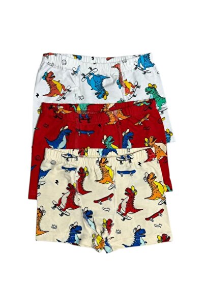 elmas kids Αγόρια 100% βαμβακερά, κρεμ λευκά και κόκκινα μποξεράκια με σχέδιο...