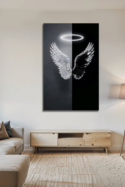 B&G DESIGN Pictură decorativă modernă de lux, cu aripi de înger, din sticlă, ...
