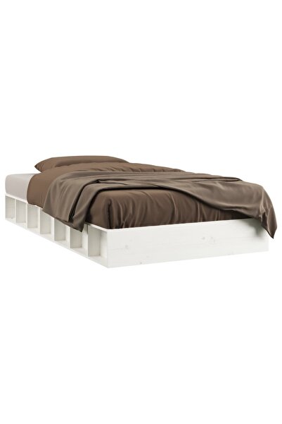 vidaxl Cadru de pat mic dublu, alb, 120x190 cm, lemn masiv
