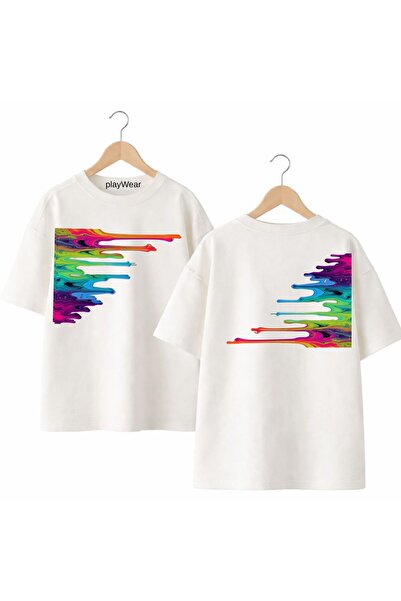 playwear Drop-Dye Back and Chest Printed 100% Cotton Oversized Loose Regular ...