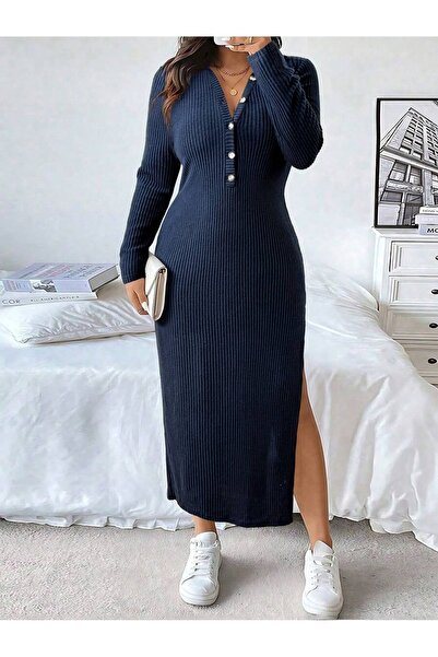 Iuliashop Rochie lungă Jaina Bleumarin - Mărimi mari - 44