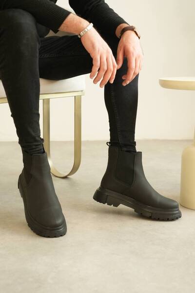 Ayakkabium Ayk-K2 Premium Black Slip-On Casual Men's Boots