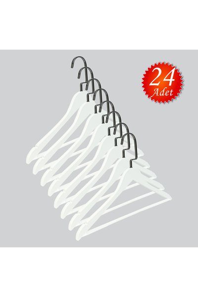 NYN Ahşap Barlı (SİYAH NİKEL KANCA) Gömlek, Tshirt, Bluz, Elbise Askısı 24 Adet