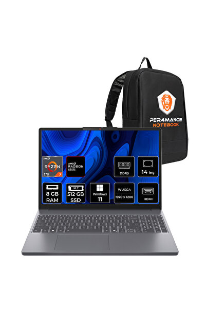 LENOVO IdeaPad Slim 3 AMD Ryzen 7 170 8GB 512GB SSD 14" FHD+ W11H Dizüstü Bil...