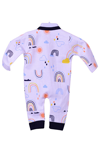 Saf By Arams Cheerful Skies: Rainbow & Sun All-Over Print Zip Romper
