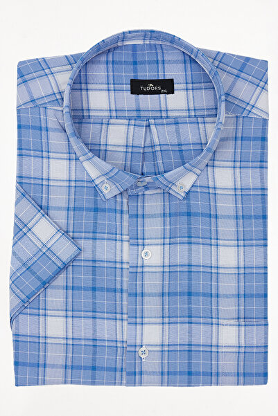 Tudors Ανδρικό πουκάμισο μεγάλου μεγέθους, βαμβακερό, με κουμπιά, κοντό μανίκ...