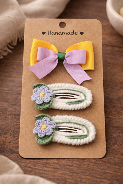 LİA CLİPS CO Handmade Knitted Floral Children's Hairpin Set – Baby & Girls' H...