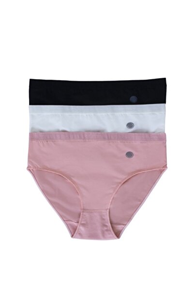 OBJE Women's Salmon Plain Elastic 3-Piece Panties