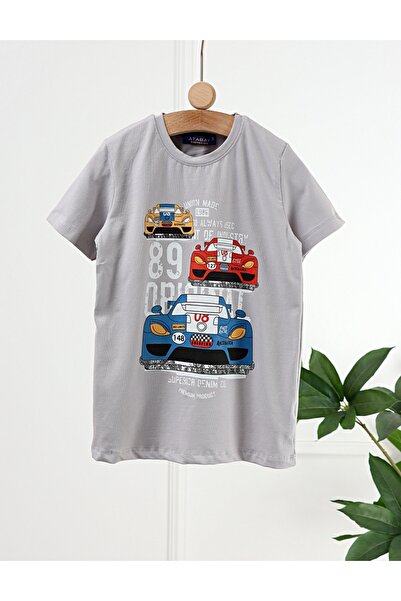 MiniKids Tricou Race Fast Cars, model gri
