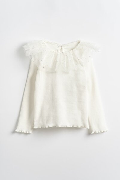 Banamio Μακρυμάνικο κορμάκι για κορίτσια από βαμβακερό τούλι με γιακά Meredith