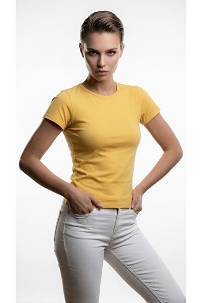 HOXİE Women's Relaxed Fit Cotton Crew Neck Short Sleeve Basic T-Shirt