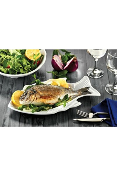 Evren Fish Patterned White Serving Plate Thermo Melamine